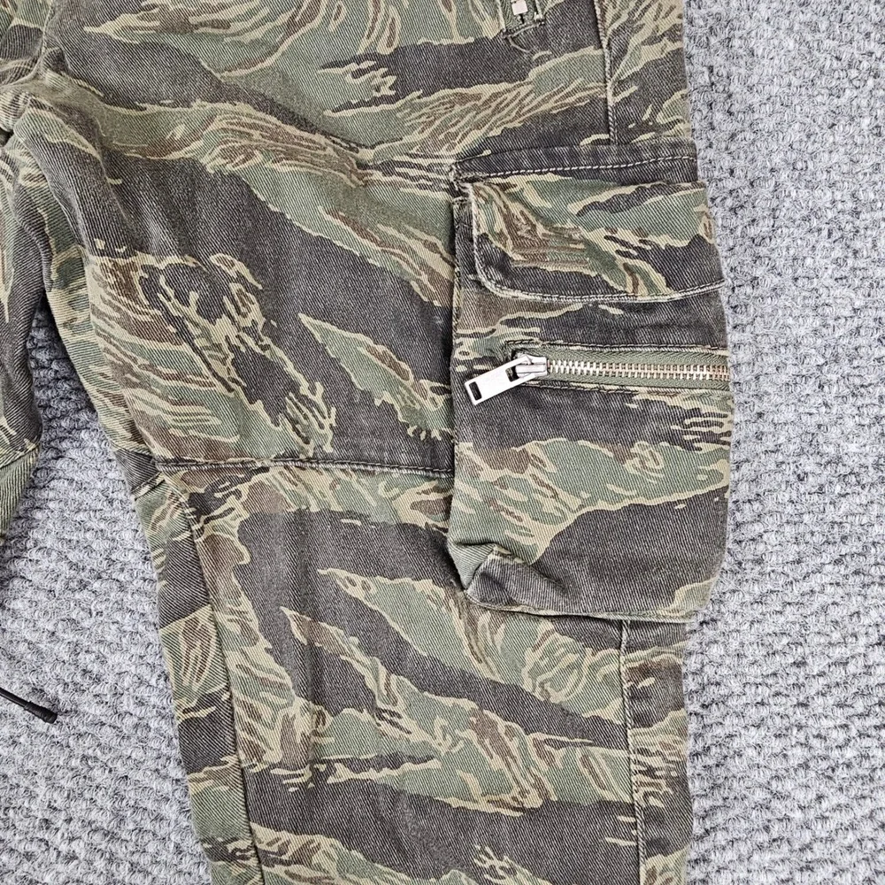 Hyper Denim Tiger Stripe Camo‎ Cargo Jogger Pants Mens Medium Green Utility Zip